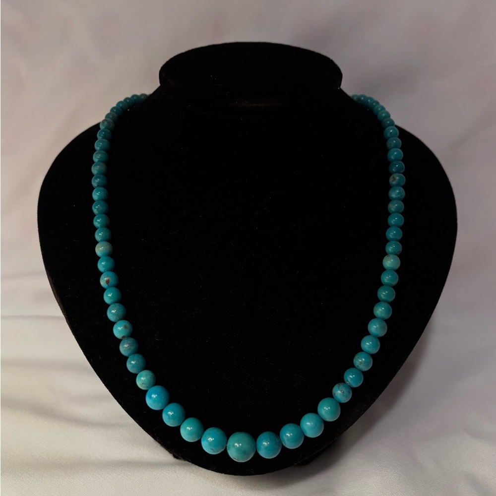 Sterling Silver Blue Turquoise Beaded Necklace